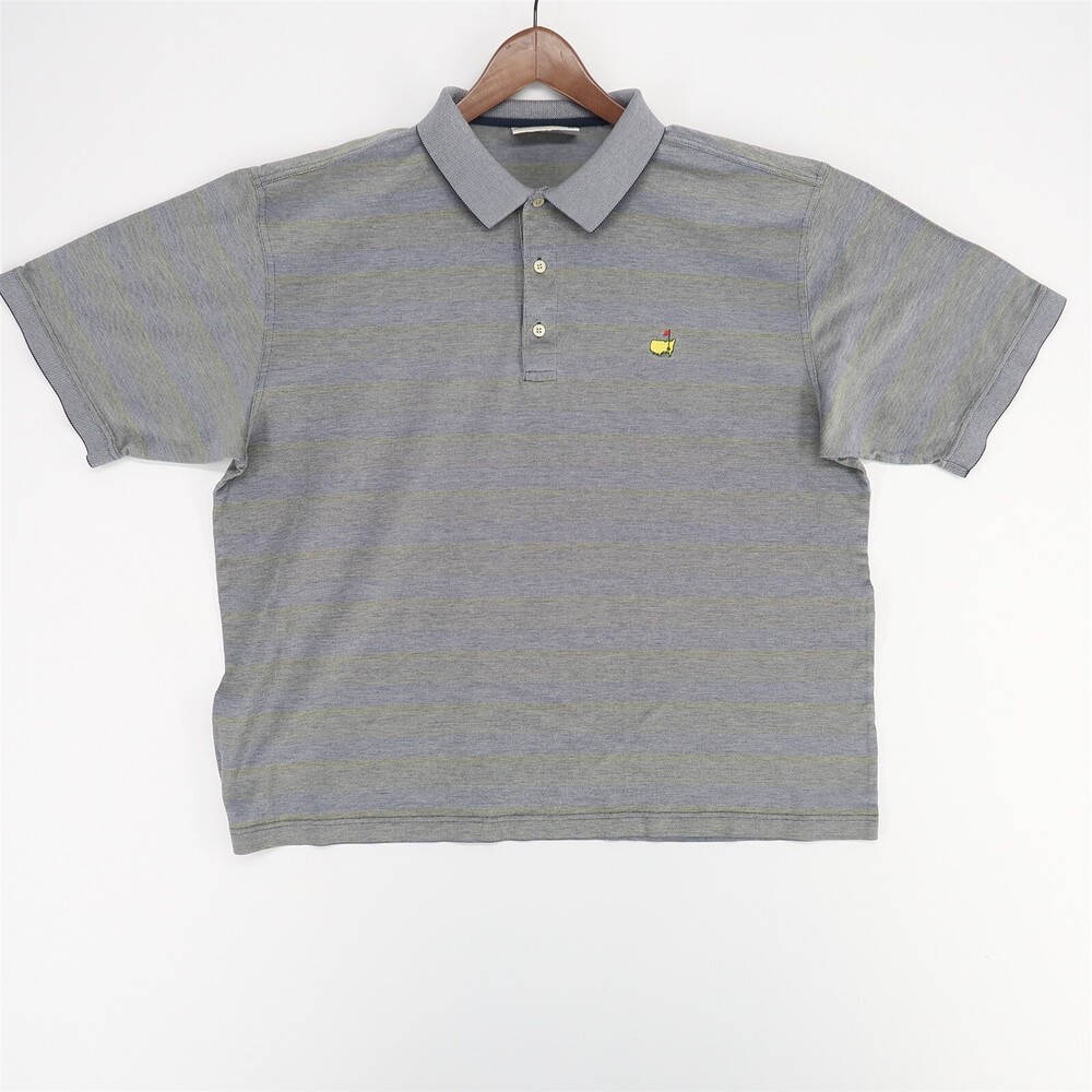 Vintage Augusta National Golf Shop Polo Shirt Mens XL Blue Yellow Stripe Masters